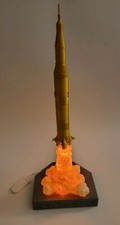 3D Printed Saturn V Rocket Lamp with 16" Height Silky Gold PLA Color Made In USA