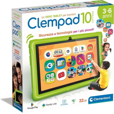 Clementoni Clempad 10″ Tablet Für Kinder (3–6 Jahre) – IPS-HD, 32 GB, 2 GB RAM, Android 13, Inkl. Stoßfester Hülle – Lern-Apps & Family Link, Italienisch