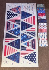 USA, Patriotic, 4th of July Fat Quarter Bundle with a Panel, 100 Cotton, 10pcs