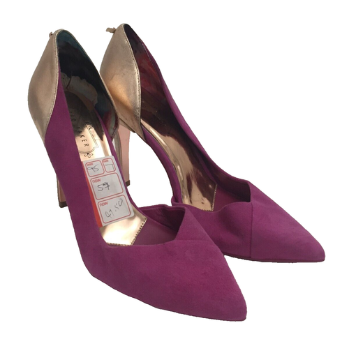 Ted Baker Women's Giulla Court Size 7 Purple Metallic D'Orsay Stilettoes New F1 - Picture 2 of 12