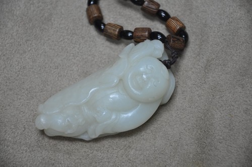 Chinese Antique Hand Carved White Hetian Jade Boy Statue - Picture 3 of 10