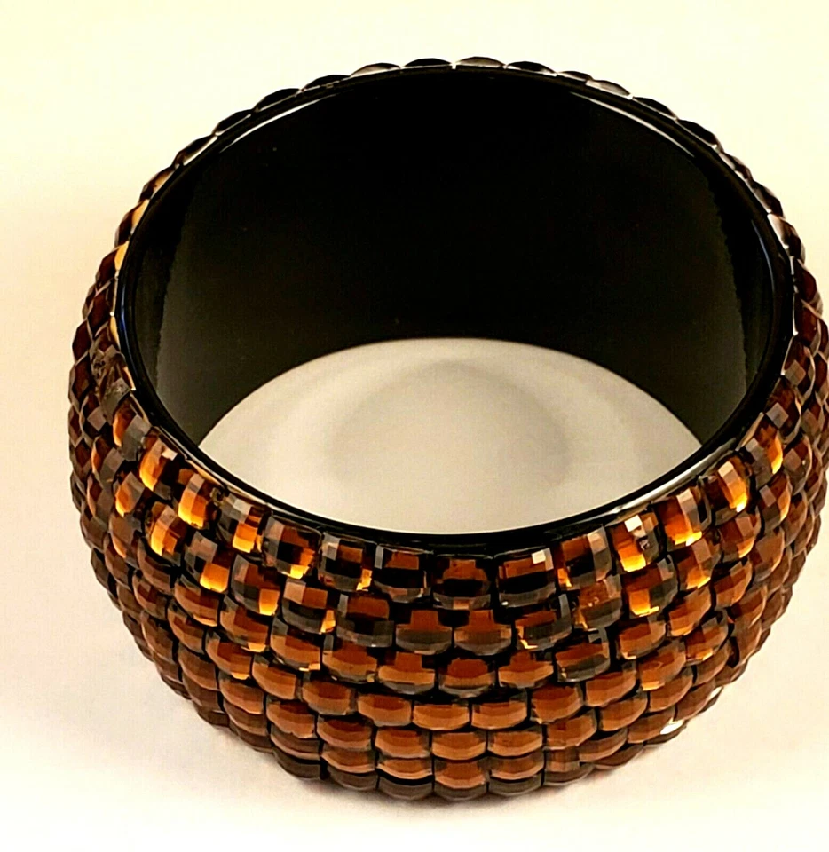 Impresionante brazalete brazalete brazalete pavé ámbar brillante y glamour Foto 4 de 4