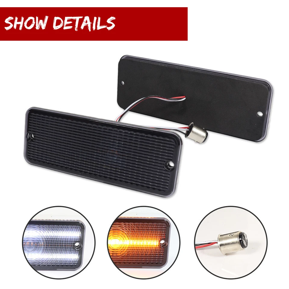 2 Smoke Switchback LED Parking Signal Light Lenses For 1974-1977 Ford F-100 F100 - Image 4 of 4