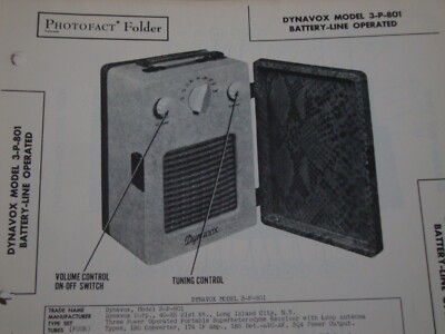 Original Sams Photofact Manual DYNAVOX 3-P-801 BATTERY-LINE OPERATED (36)