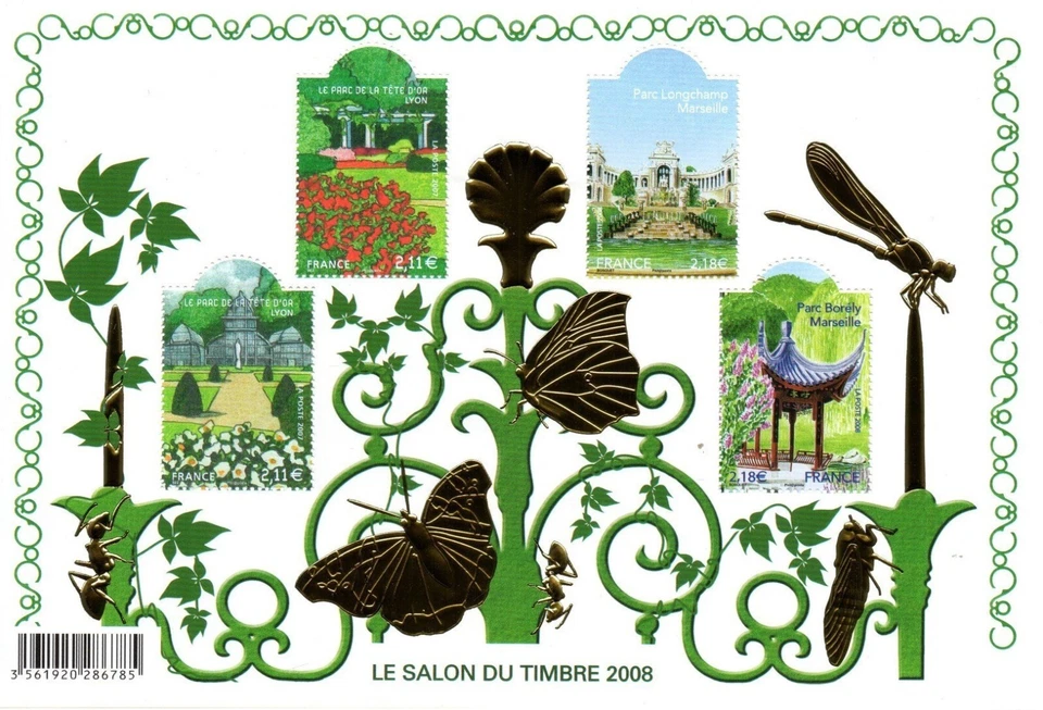 france.bloc no 120 salon du timbre 2008. jardins de france.neuf - Photo 1/1