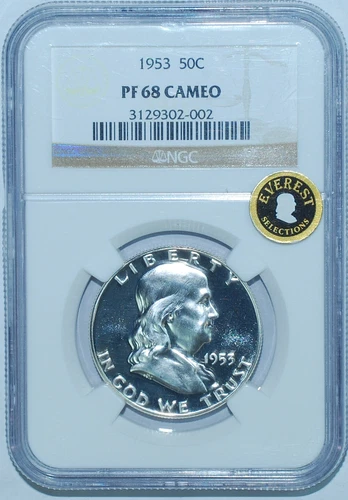 1953 NGC PR68CAM Everest Cameo Proof Strike Franklin Half Dollar