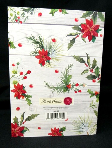 Punch Studio 12 Christmas Cards/Envelopes Rustic Tree Ornament 43129 5"x 7" - Picture 8 of 8