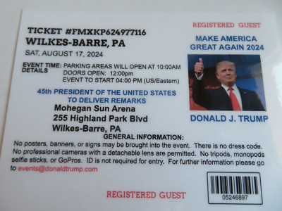 DONALD TRUMP, 2024 MAGA RALLY. WILKES-BARRE, PA 08-17- 2024, REGISTERED ...