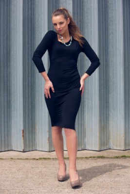 basic black jersey long sleeve bodycon dress Black Jersey bodycon dress with long sleeves sold Net a Porter L UK 14 BNWT