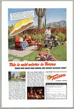 Mid-Winter In Tucson 1951 Enjoy Warm Sunny Climate Original Magazine Print Ad