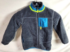 OshKosh B gosh Sherpa Fleece Full Zip Jacket Kids Size 6 Gray w/ Blue Trim