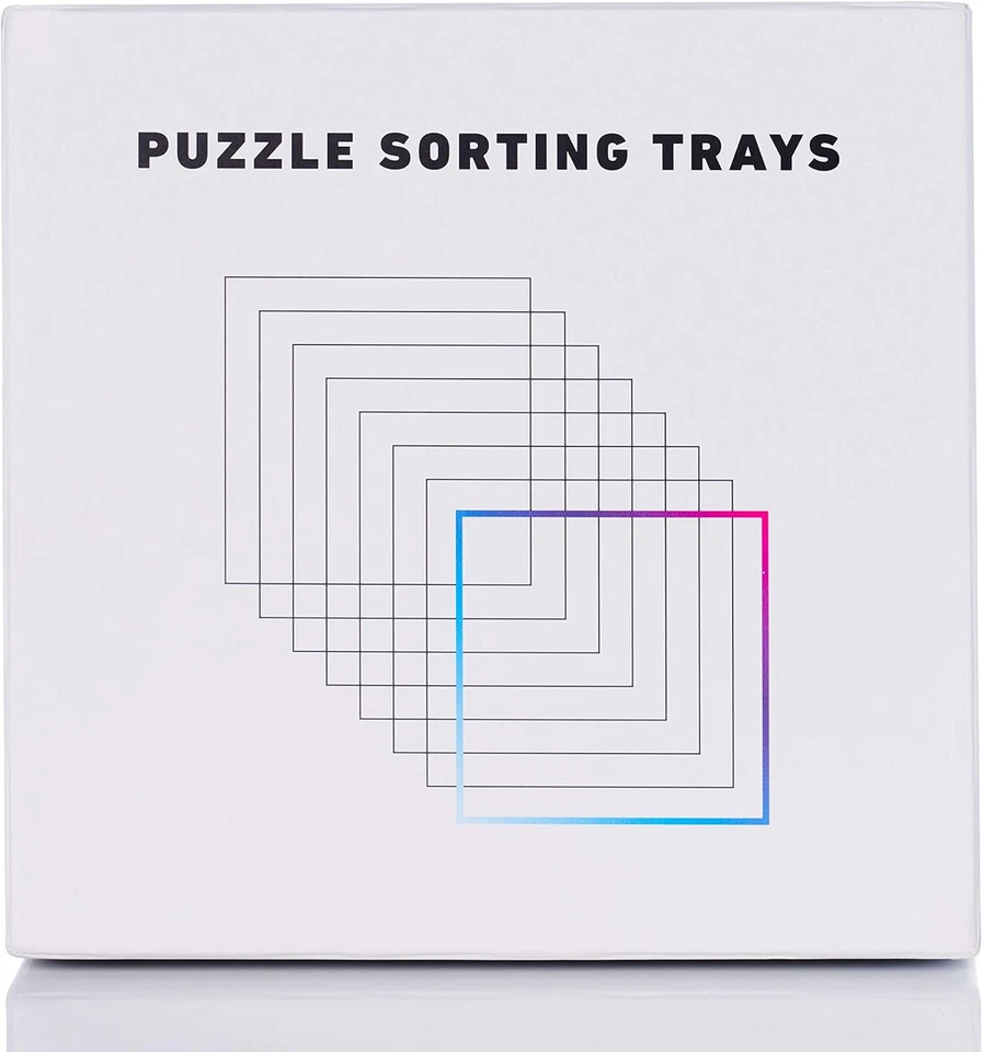 8 bandejas de classificação de quebra-cabeças com tampa 8" X 8" - Acessórios portáteis para quebra-cabeças Whi - Imagem 2 de 4