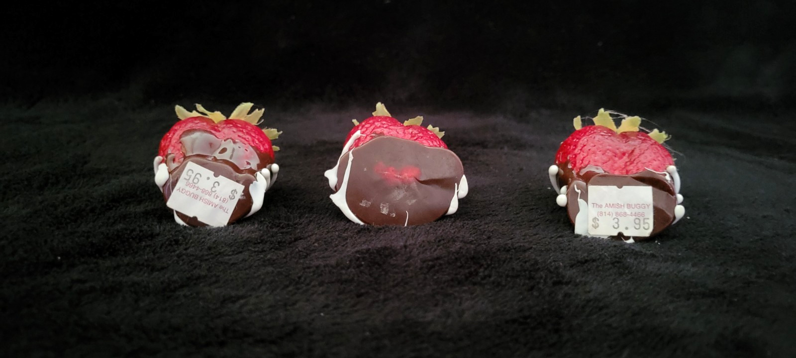 Vintage Fake Food Chocolate Icing Chocolate Slice out Cake with Strawberries 