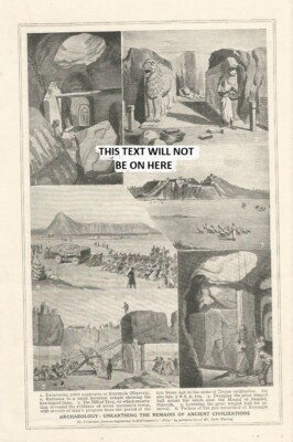 ARCHÄOLOGIE AUSGRABEN VON ÜBERRESTEN DER ANTIKEN ZIVILISATION um 1920 ILLUSTRATIONSDRUCK