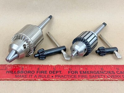 Set Genuine Jacobs 3/8 & 1/2 Cap R8 Shank Drill Chuck Bridgeport