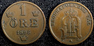 Sweden Oscar II Bronze 1897 1 Öre  Large letters aUNC KM# 750  (23 149)