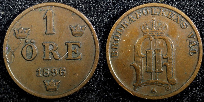 Sweden Oscar II Bronze 1897 1 Öre  Large letters aUNC KM# 750  (23 149)