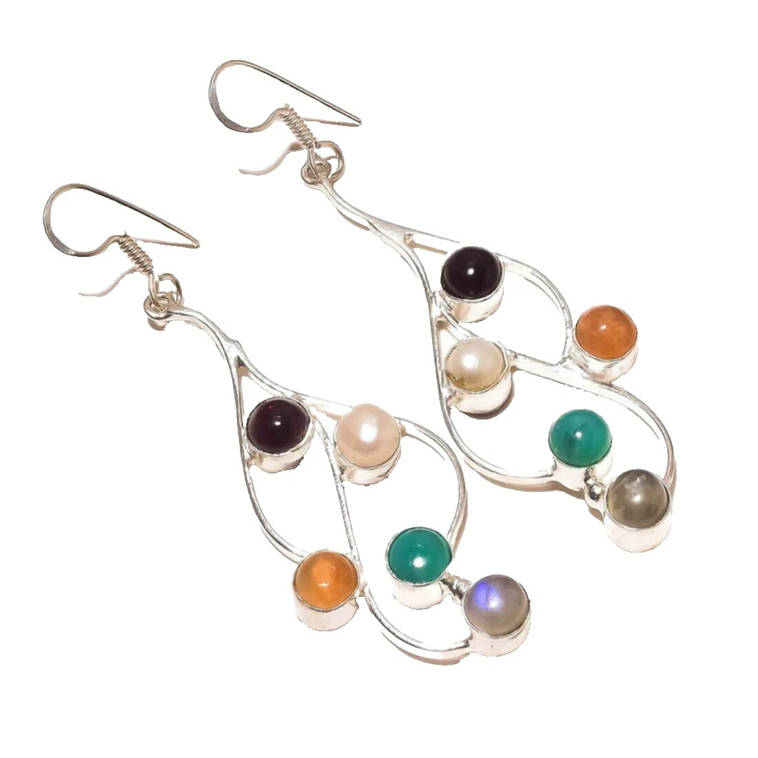 Pearl Silver Plated Agate Fashion Earrings