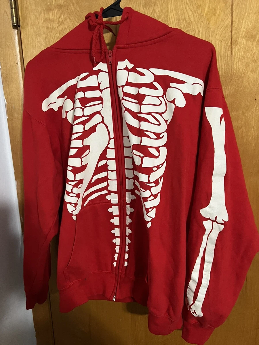 Red skeleton online zip hoodie