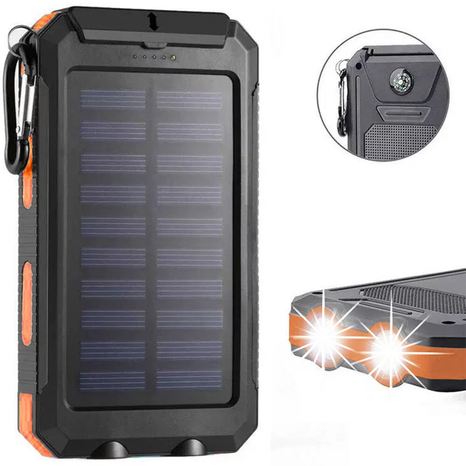 Banco de energía solar 80000 mAh USB carga rápida portátil batería externa luz LED Foto 4 de 4