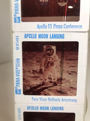 apollo moon landing 1969 pana-vue travel slides astraunants space set of 5 B