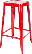 Handcrafted Red Metal Stool Stackable Brunel Breakfast Bar Stool 77cm High