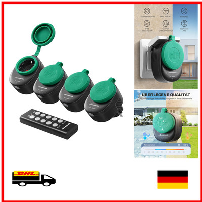 DEWENWILS Outdoor Radio Sockels mit Fernsteuerung - IP44-Wasserfest, programm...