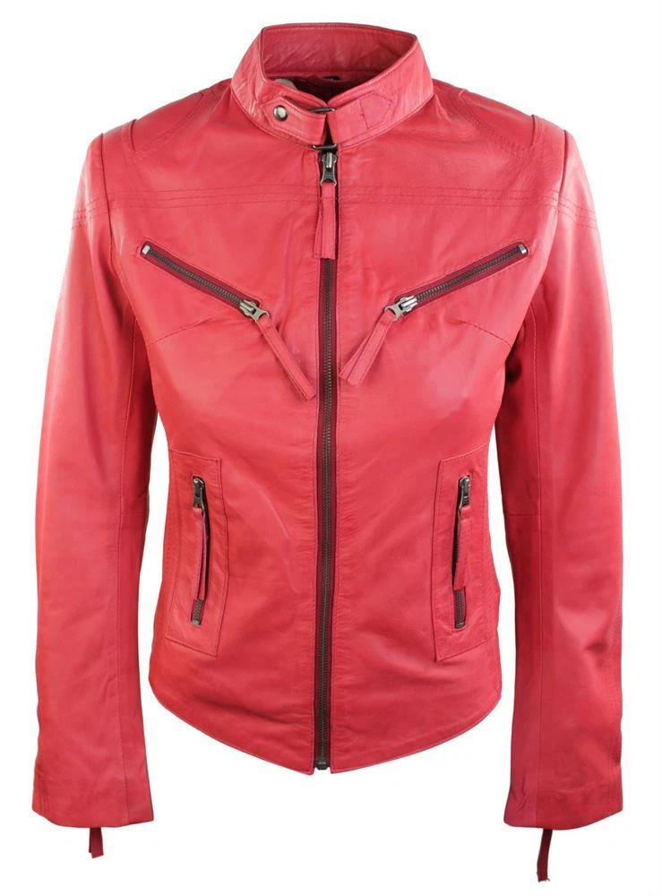 Veste biker rouge hotsell