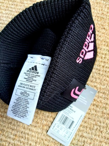 Official LARGE ADIDAS JUVENTUS Black Pink Football BEANIE HAT Toque OSFL HN6953 - Picture 4 of 6