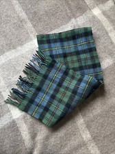 Scottish Experience Multicolor Blue Green Fringe Lambswool Plaid Wide Scarf