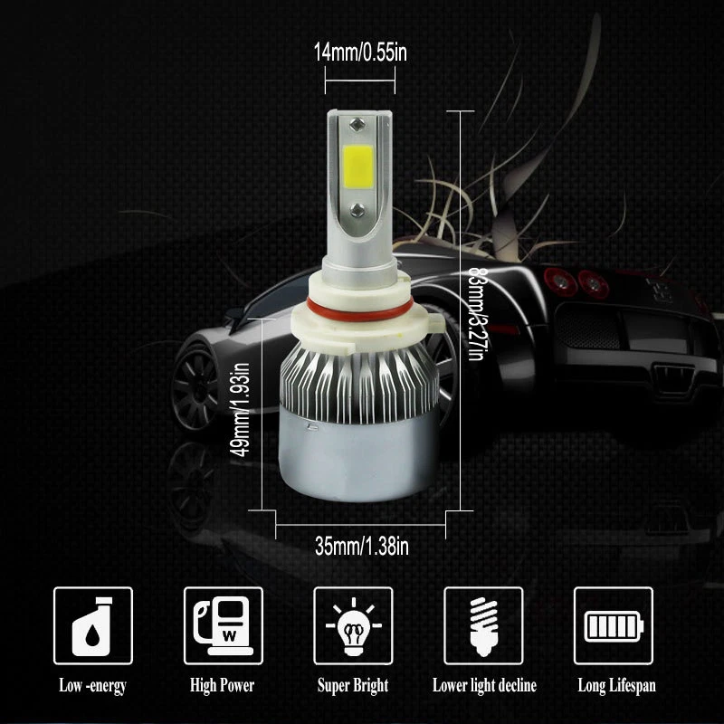 9005 HB3 H10 2000W 300000LM LED Headlight Bulbs Kit Hi Lo Beam 6000K Fog Lamp - Image 3 of 4