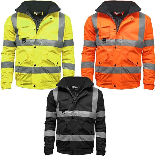 Mens HiVis 2Tone Bomber Jacket Waterproof Reflective Safety Workwear