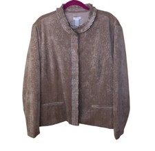Chico s Corduroy floral print Carella Jacket/Blazer in Camel Size 3/XL