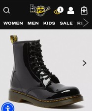 Doc Martens JUNIOR 1460 PATENT LEATHER LACE UP BOOTS size 4Y flaws