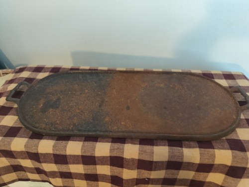Antique 19th Century Flat Oblong cast-iron griddle Rust Patina Primitive 19.5" - Picture 19 of 19