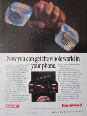 1992-94 PUB HONEYWELL RACAL SATELLIT KOMMUNIKATION INMARSAT SATCOM ORIGINAL ANZEIGE