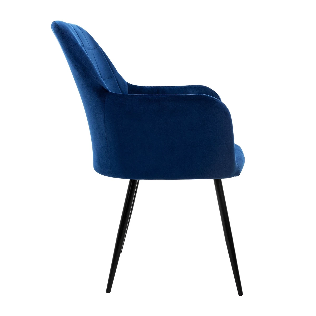 2x Sillas de comedor asientos con respaldo reposabrazos terciopelo tapizado azul