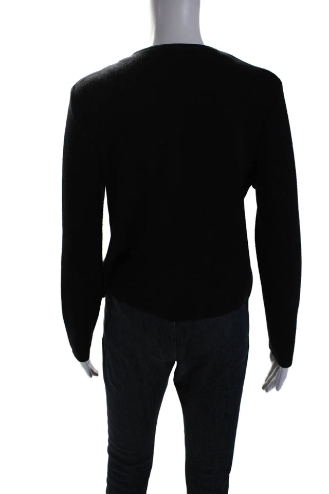 Женский кардиган Classiques Entier из шерсти мериноса с круглым вырезом на молнии черный размер M - Изображение 3 из 4