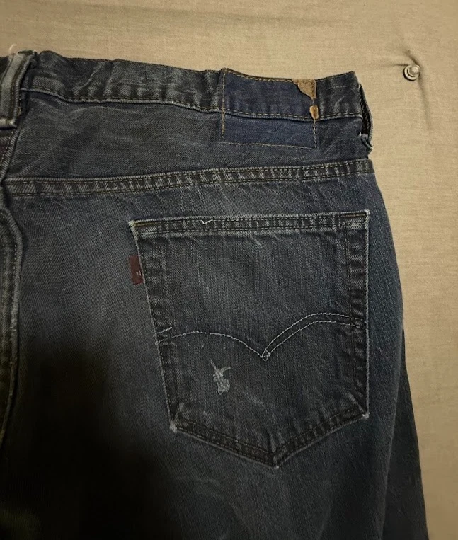 Levi's Selvedge Jeans Mens 38 Blue Denim Dark Straight Pocketed Selvage 38X29. - Image 2 of 4