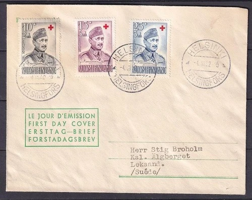 w2526/ Finland Red Cross FDC Cover 1952