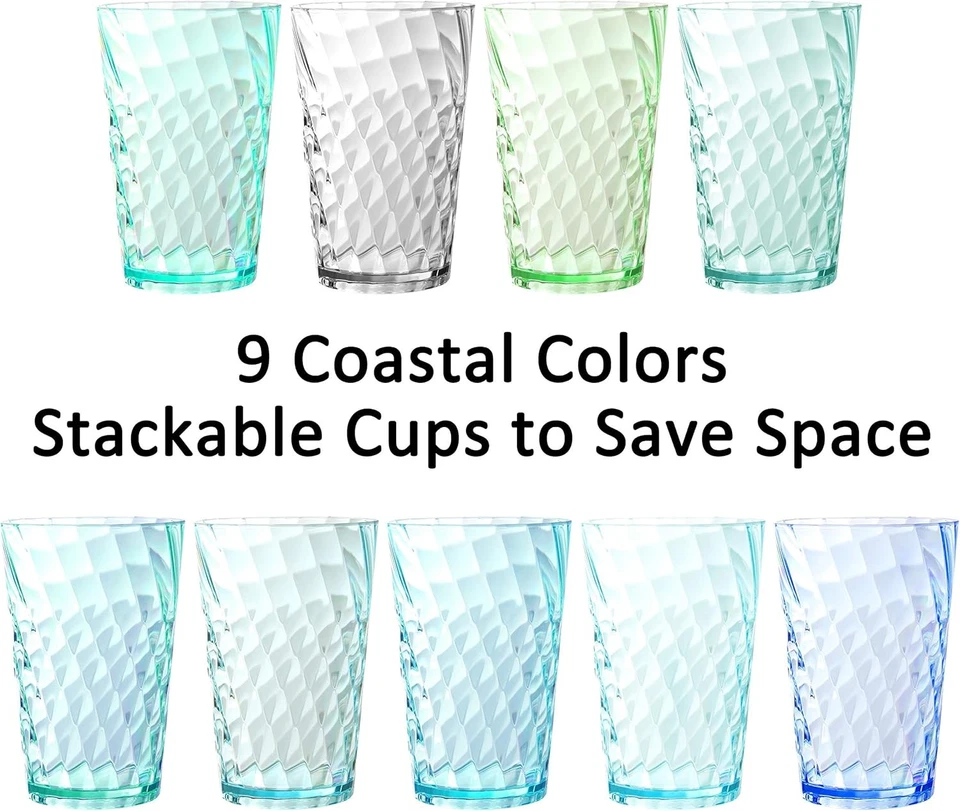 Paquete de 9 vasos de plástico Youngever de 20 onzas, 9 unidades (paquete de 1), surtidos  Foto 3 de 4