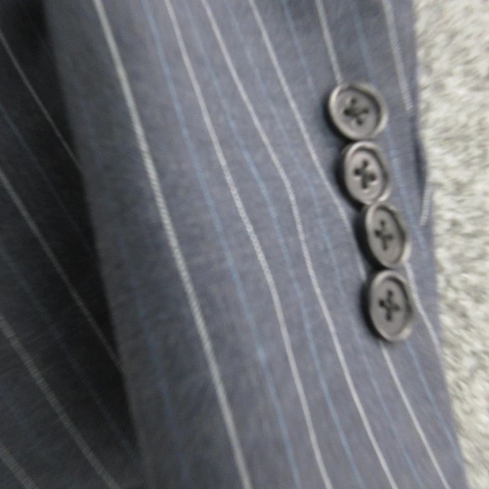 Canali Suit Mens 58R Navy Pinstripe 100% Wool Made In Italy 2 Button Pants - Image 3 of 4