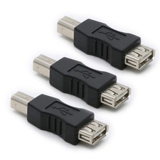 3 Pack USB 2.0 AF/BM Adapter Type A Female to USB B Print Male Adapter Connec...
