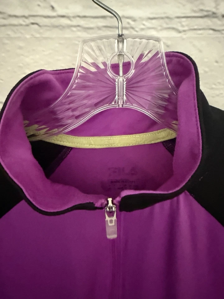 Top Fila Negro Púrpura Ropa Activa 1/4 Cremallera Cuello Simulado Bolsillos ELASTIZADOS Para Mujer L Foto 3 de 4