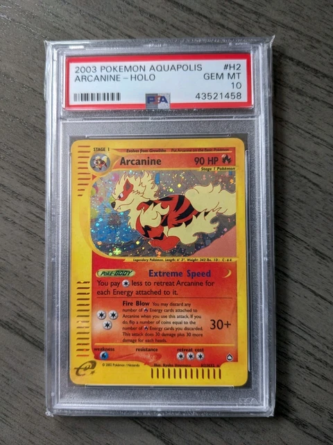 Pokemon PSA 10 GEM MINT Arcanine Aquapolis Holo H2/H32