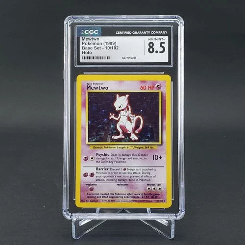 CGC 8.5 Mewtwo 1999 Base Set 10/102 Holo Pokemon Card WOTC Vintage