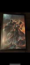 Framed signed art work Batman and catwoman 