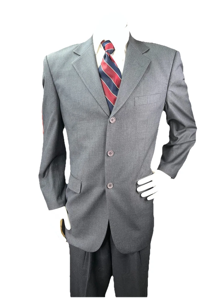 Giorgio Fiorelli 2 piezas Hombres Traje Chaqueta Pantalones 40R 34x29 Gris Super 120s Extra Fino Foto 3 de 4