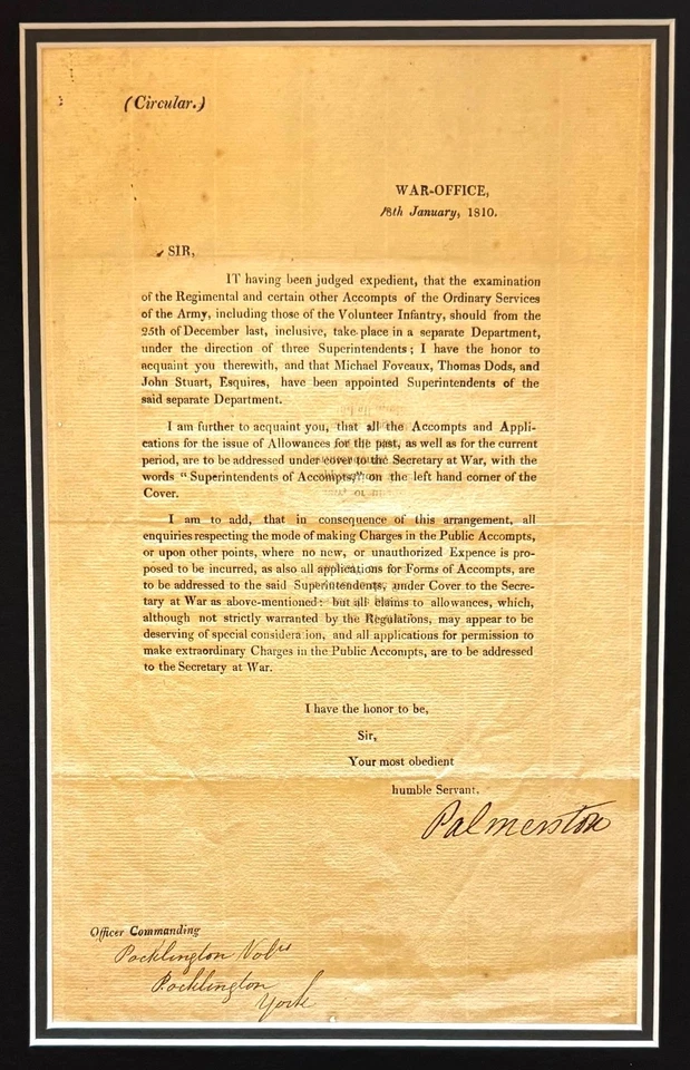 Lord Palmerston UK Prime Minister Framed 54cmx32cm 100% Hand Signed Letter & COA - Image 2 of 4