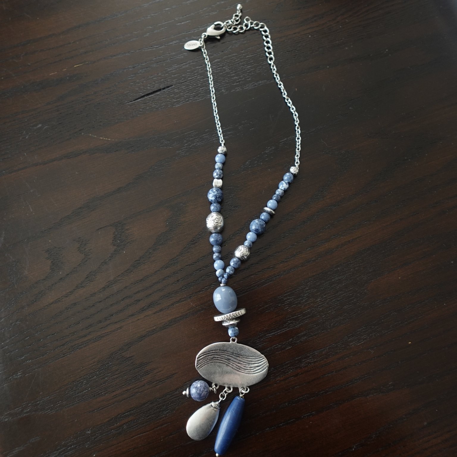 Chico's Beaded Statement Necklace Adjustable Blue… - image 5